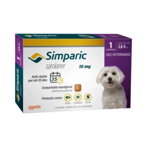 Simparic 10mg (Sarolaner) para Cães de 2,6kg a 5kg - 1 Unidade