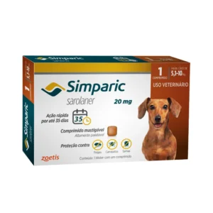Simparic 20mg (Sarolaner) para Cães de 5,1kg a 10kg - 1 Unidade